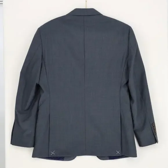 Anton Lane Men Grey Wool Blend Classic 2 Button Business Formal Blazer Size 38S